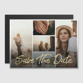 Foto Save the Date Moderne Gold Script Typografie Magneteinladung