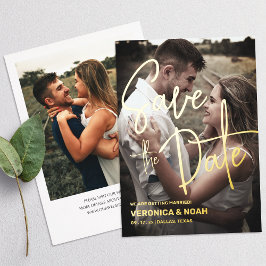 Foto Save the Date Moderne Hochzeit | Real Gold Folieneinladung