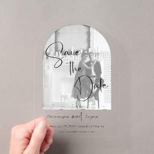 Foto Save the Date Moderne Skripthochzeit Acryleinladungen