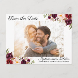 Foto Save the Date Postkarten Marsala Pink Blume