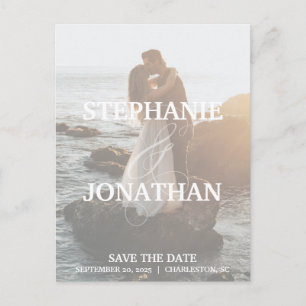 Foto Save the Date Postkarten mit großen Namen