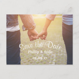 Foto Save the Date rustikale Postkarte - Händchen