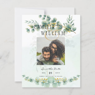 Foto Save the Dates Eucaluptus Gold Moderne