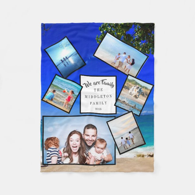 Foto Scattered Collage Beach Wir sind Familie Fleecedecke (Vorderseite)