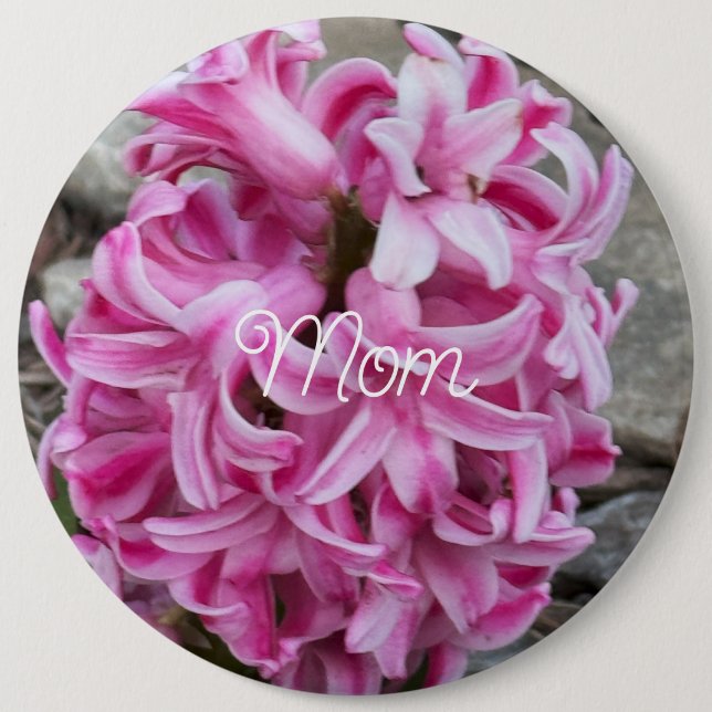 Foto-Schaltfläche für die rosa Hyacinth-Blume Button (Vorderseite)