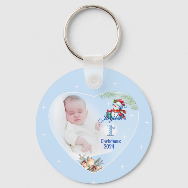 Foto Schlüsselanhänger Keepake - Baby Jungs 1. Wei (Vorderseite)