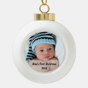 Foto-Schneeflocke-Verzierung des Babys erste Keramik Kugel-Ornament