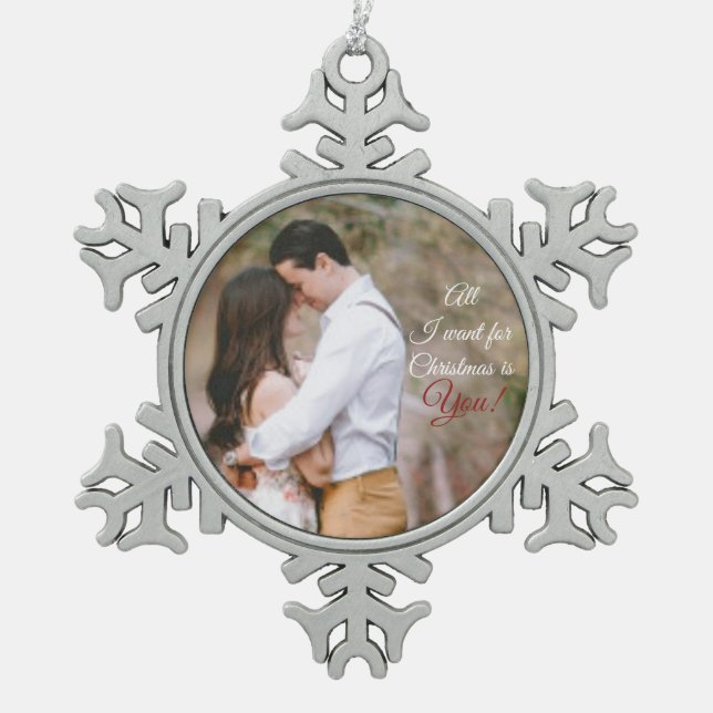 Foto Schneeflocken Zinn-Ornament (Vorderseite)