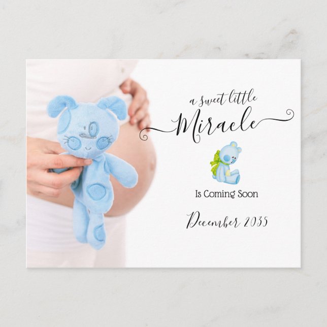 Foto Schwangerschaft Ankündigung | Sweet Miracle Postkarte (Vorderseite)