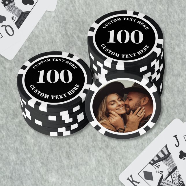 Foto Schwarz 100 nummeriert Pokerchips (Photo Black 100 Numbered Poker Chips)