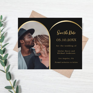 Foto schwarz-goldene Hochzeit Save-the-Date-Karte