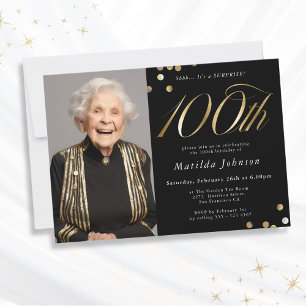Foto Schwarz-Goldene Überraschungsparty zum 100. G Einladung