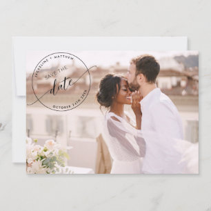 Foto, Schwarz Stempel mit Monogramm Foto-Overlay H Save The Date