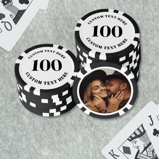 Foto Schwarz Weiß 100 nummeriert Pokerchips (Photo Black White 100 Numbered Poker Chips)