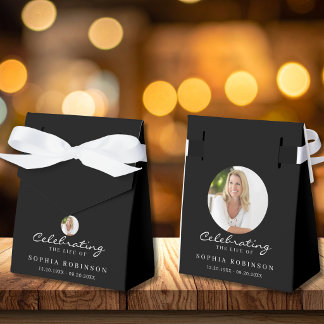 Foto Schwarz Weiß Elegante Schrift Trauer Gedenkfe Geschenkschachtel