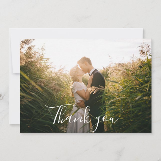 Foto Schwarz-Weiß Hochzeit danke Karte (Vorderseite)