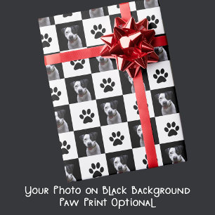 Foto Schwarz-weiß Schachbrett Dog Paw Drucken opti Geschenkpapier