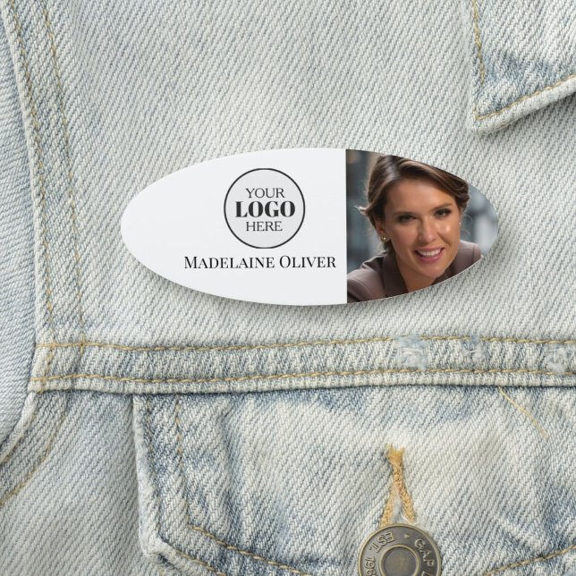 Foto Schwarz-weißes Logo Einfach Oval Namensschild (Von Creator hochgeladen)