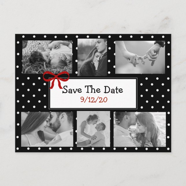Foto "Schwarze und weiße Punkte" Save the Date Pos Ankündigungspostkarte (Vorderseite)