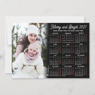 Foto-Schwarzer Kalender 2027 Familien-Magnetkarte Magneteinladung