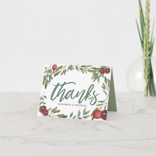 Foto Script Burgundy Moderne Granatapfel Hochzeit (Vorderseite)