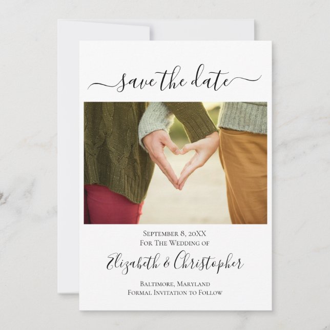 Foto Script Calligraphy Trendy Save The Date (Vorderseite)