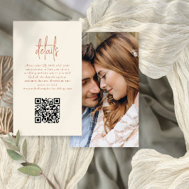 Foto Script QR Terracotta Cream Wedding Details Begleitkarte