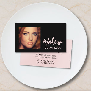 Foto-Script-Rouge Rosa-Schwarzes Makeup Visitenkarte