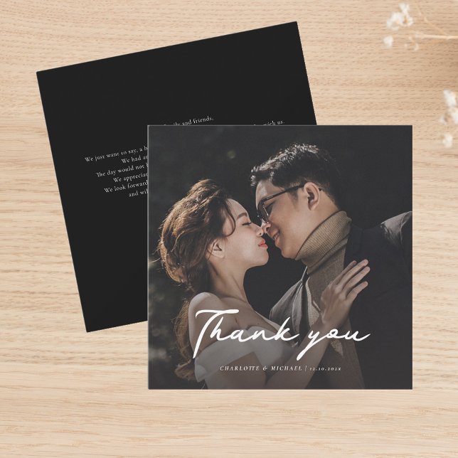Foto Script Wedding Vielen Dank Mitteilungskarte (Wedding Thank You Photo Mini Card)