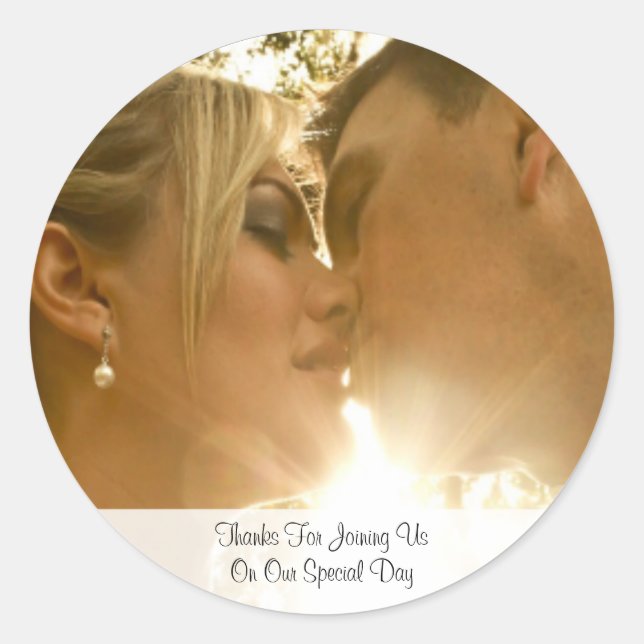 Foto Script Wedding Vielen Dank Runder Aufkleber (Vorderseite)