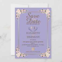 Foto Script White Floral Wedding Save the Date Einladung