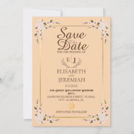 Foto Script White Floral Wedding Save the Date Einladung