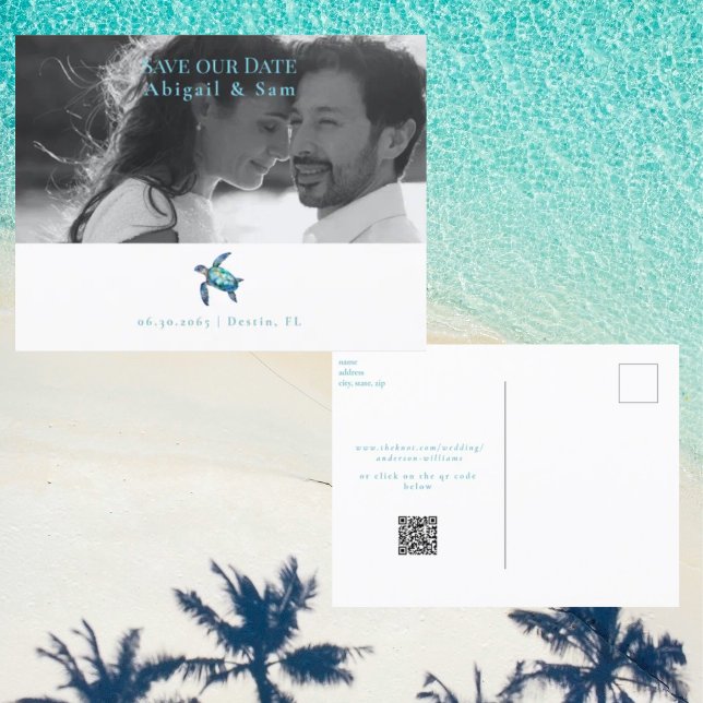 Foto Sea Turtle Beach Hochzeit Save the Date Postkarte (Von Creator hochgeladen)