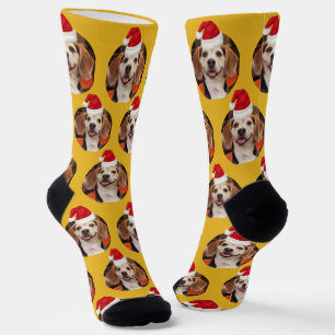 Foto Senf Gelbe Weihnachtsmannmützen Weihnachten Socken