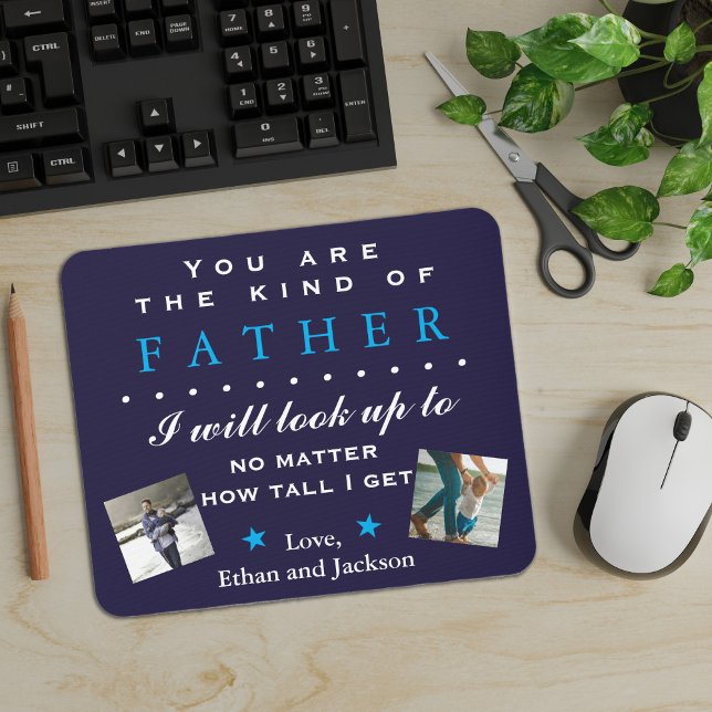 Foto Sentimental Vatertag oder Geburtstag Mousepad (Father's Day or Dad's Birthday custom photo mousepad gift.)
