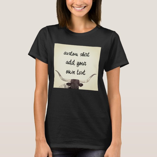 Foto sepia longhorn fügen Sie Ihren eigenen Text b T-Shirt (Vorderseite)