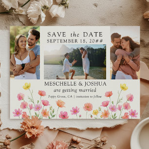 Foto-Set Pink Orange Florale Hochzeit Save The Date