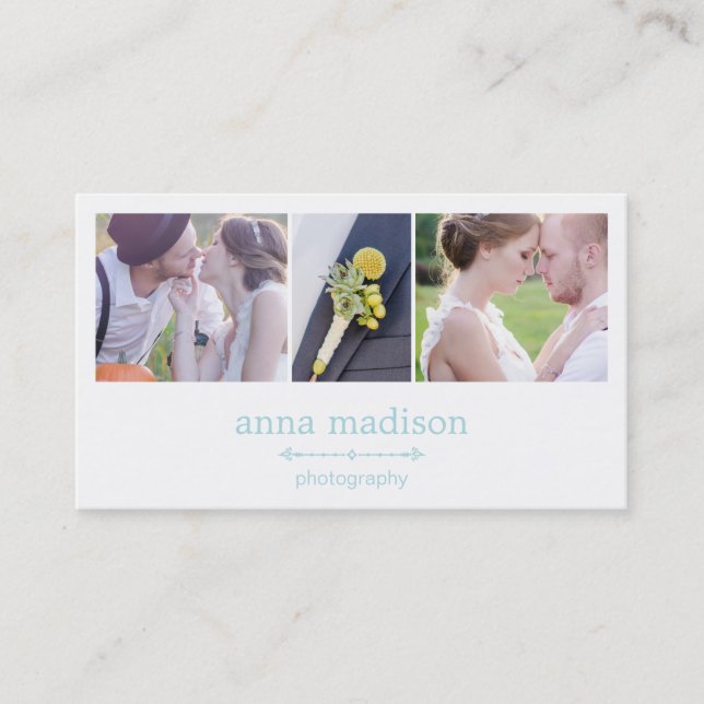 Foto Showcase Fotografy Business Card - Blue Visitenkarte (Vorderseite)