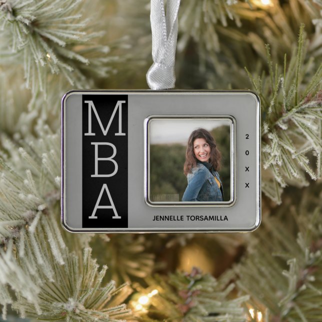 Foto Silver Black MBA Abschluss Rahmen-Ornament Silber (Baum)