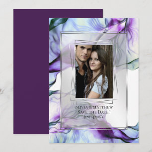 Foto Silver Frame Abstrakte Folie Aquamarine Blend Einladung