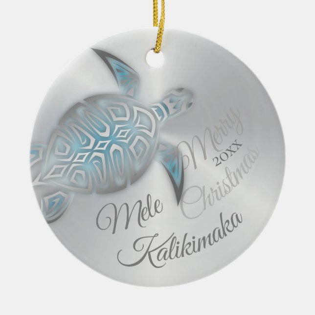 FOTO Silver Turtle | Mele Kalikimaka | Keramik Ornament (Vorne)