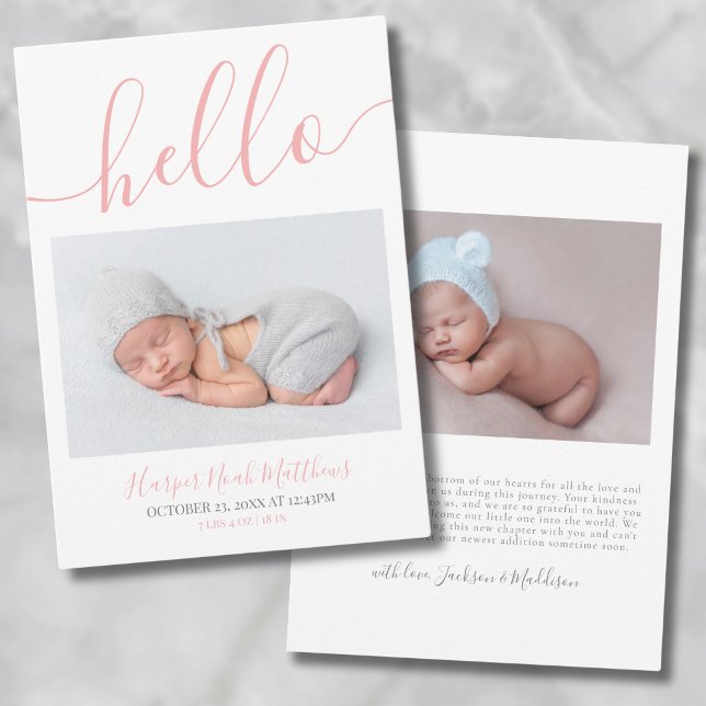 Foto Simple Baby Girl Geburtsankündigung Ankündigung (Newborn Photo Simple Baby Girl Birth Announcement)