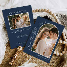 Foto Simple Elegant Navy Blue Wedding Save The Date