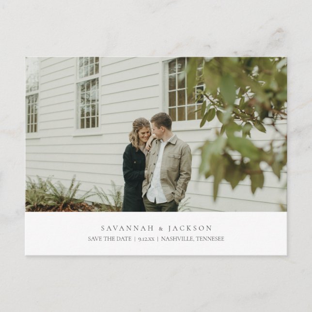 Foto Simple Elegante Hochzeit Save the Date Postkarte (Vorderseite)