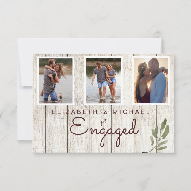 Foto Simple Wood Rustic Moderne Verlobung Save The Date (Vorderseite)