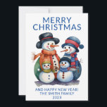 Foto Snowman Family präsentiert Blue Christmas Einladung<br><div class="desc">Foto Snowman Familie Party Weihnachtskarte in blau für einen festlichen Urlaub Gruß an Familie und Freunde.</div>