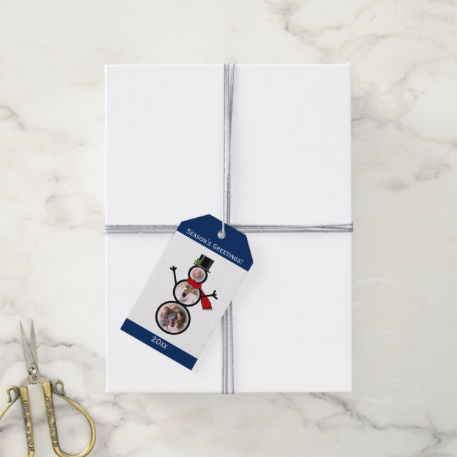 Foto Snowman Weihnachtsvorlage Geschenkanhänger (Mit Garn)