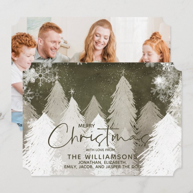 Foto Snowy Forest Snowflakes Neutrale Weihnachten (Vorne/Hinten)