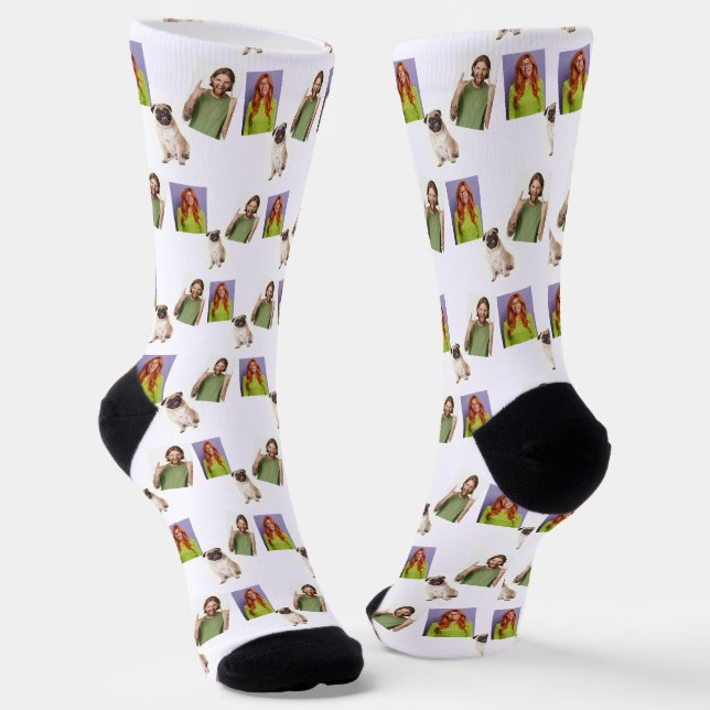 Foto Sock Personalisiert 3 Bilder Dog Eigentümer G Socken (Gewinkelt)