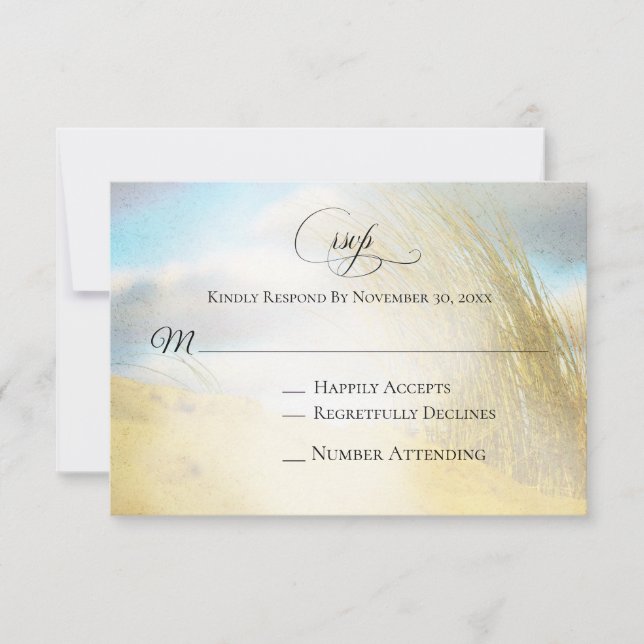 *~* Foto Soft Dune Beach Grass UAWG Wedding RSVP Karte (Vorderseite)